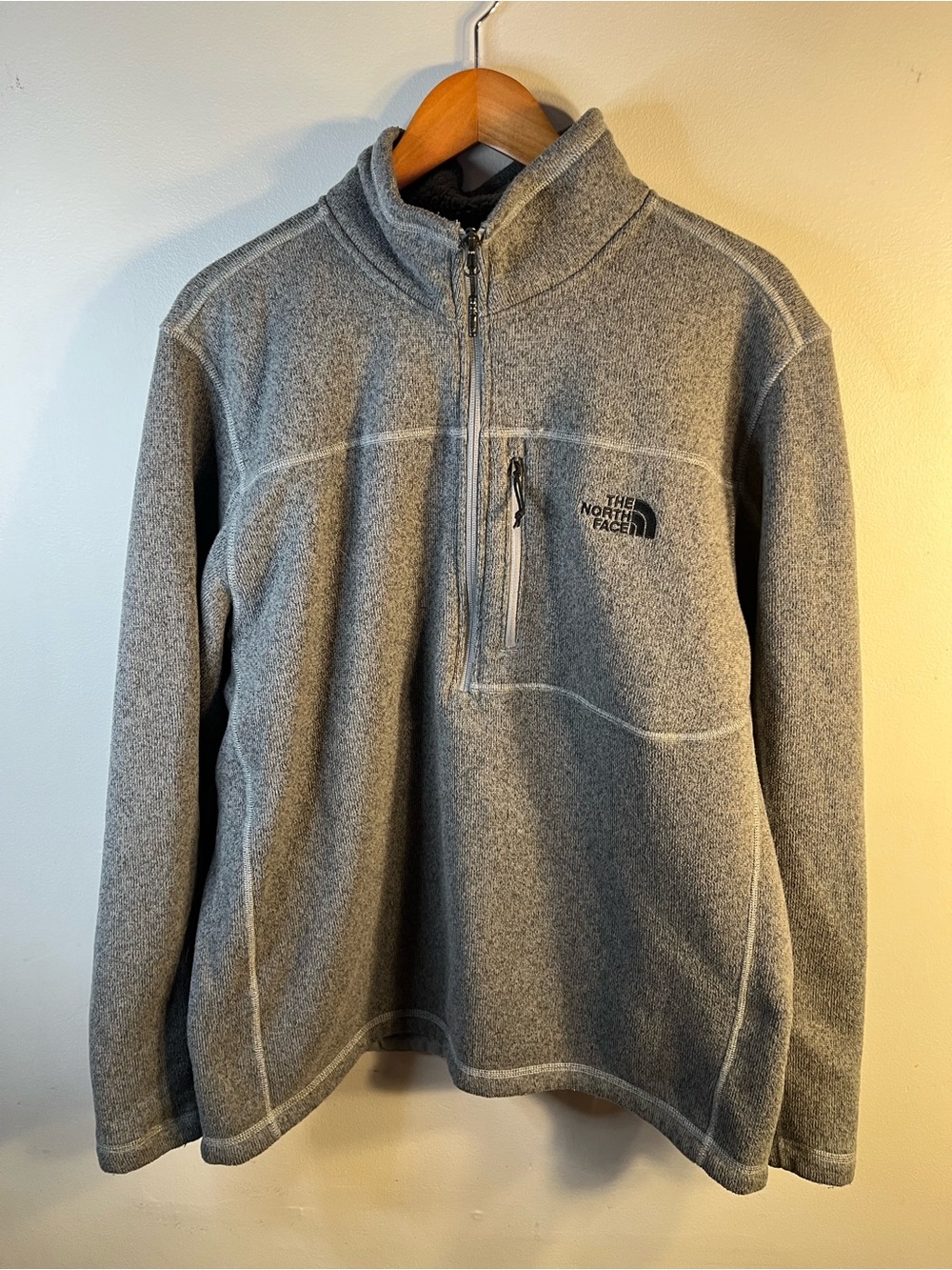North Face Jacket Grey Half-Zip Fleece Jacket Men’s XL